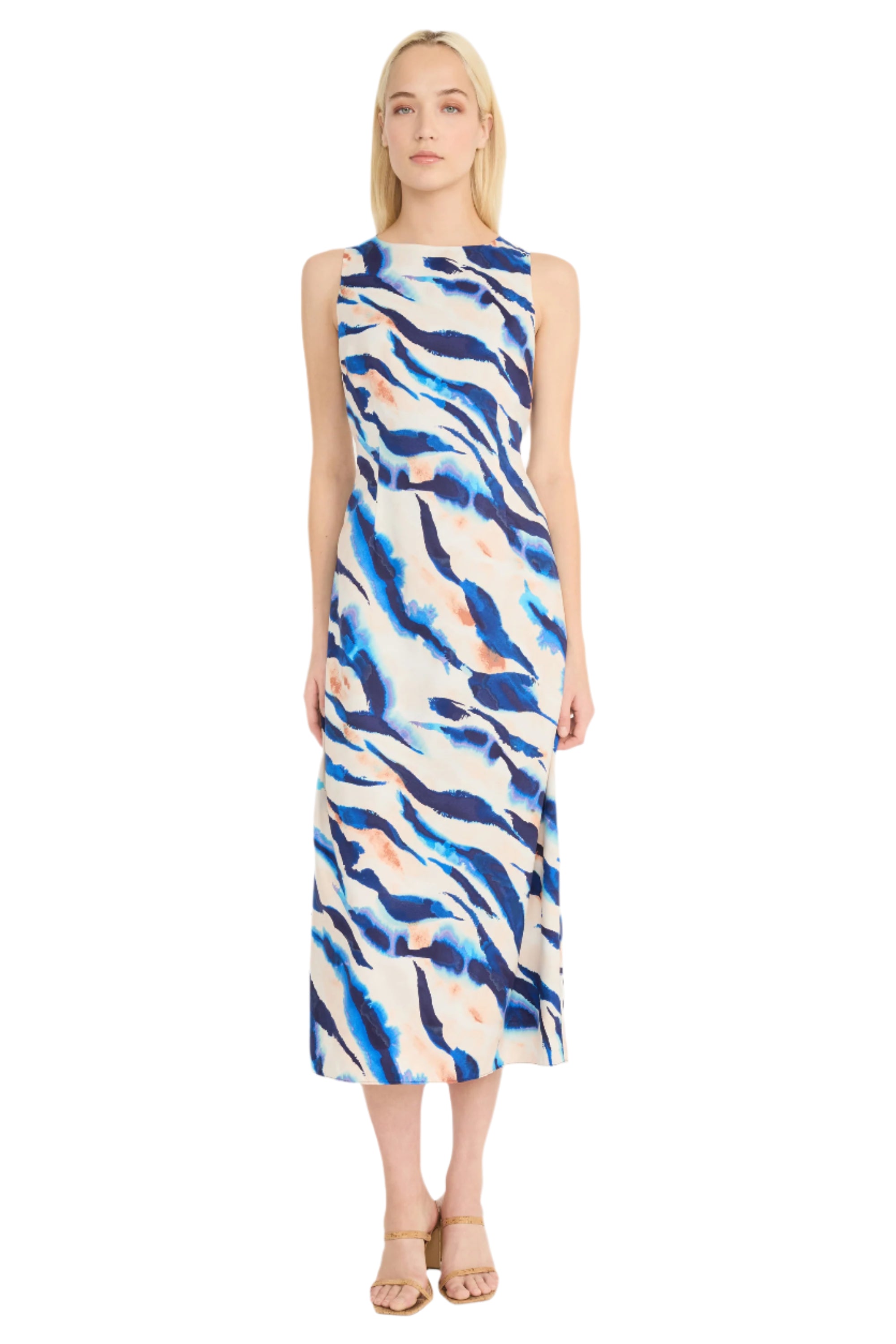 Ivory Denim Blue Dress – Front – Ella Where She Shops