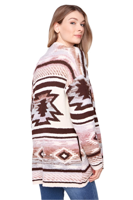 Jacquard Cardigan with Patch Pockets – Back – Ella Where She Shops