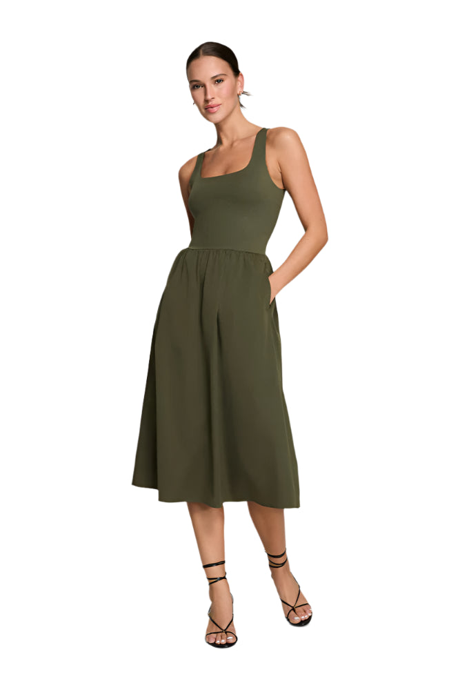 Jersey Scoop Neck Tank Midi Dress – Front – Ella Where She Shops