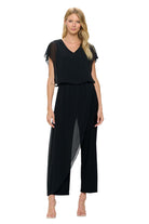 Jumpsuit with Chiffon Overlay - Black - Ella Where She Shops
