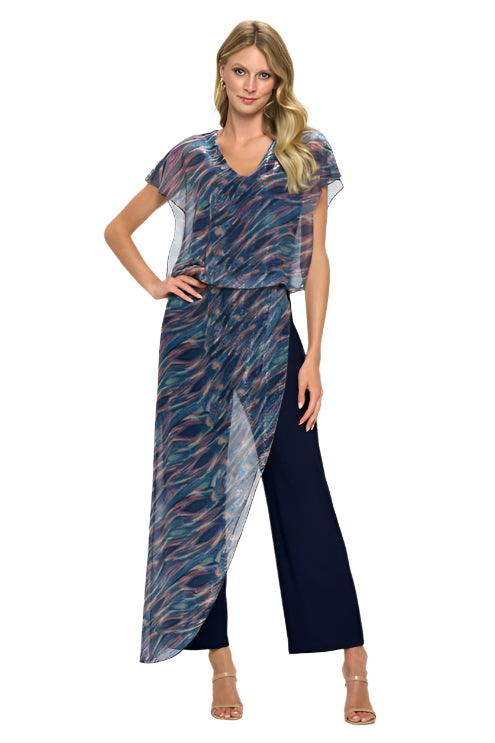 Jumpsuit with Chiffon Overlay - Rainbow - Ella Where She Shops