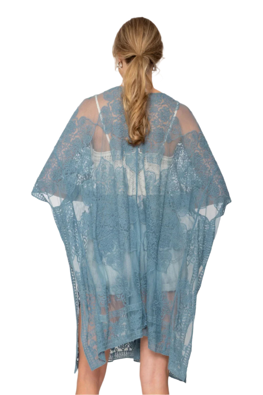 Khloe Flower Lace Kimono/Cover Up – Back – Ella Where She Shops