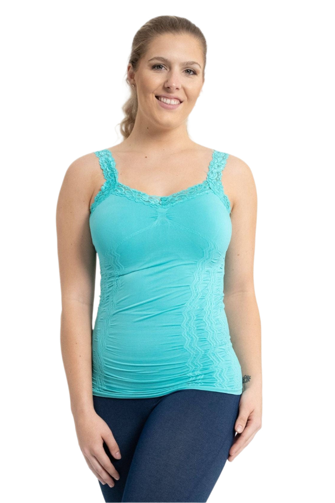 Lace Cami – Front – Teal – Ella Where She Shops