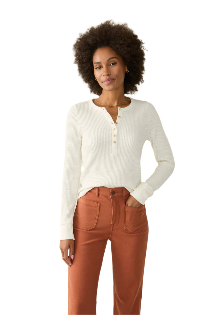 Legend Apres Waffle Henley White - Ella Where She Shops