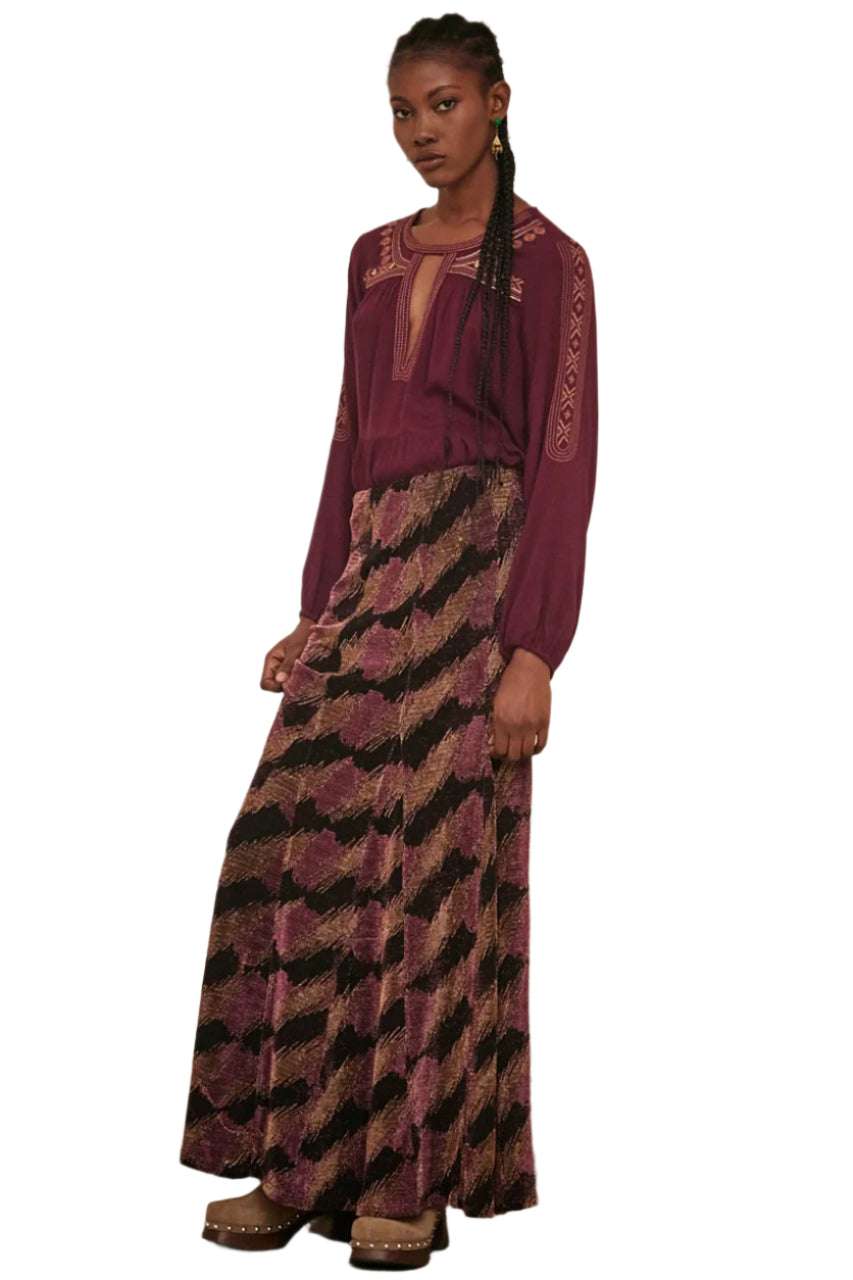 Long Lurex Knit Skirt – Front – Ella Where She Shops