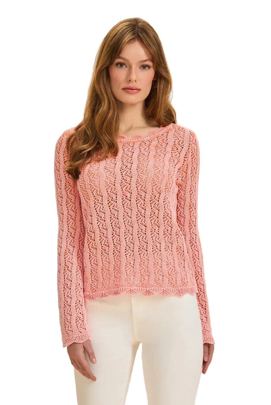 Long Sleeve Garment Dye Sweater cantaloupe ella where she shops