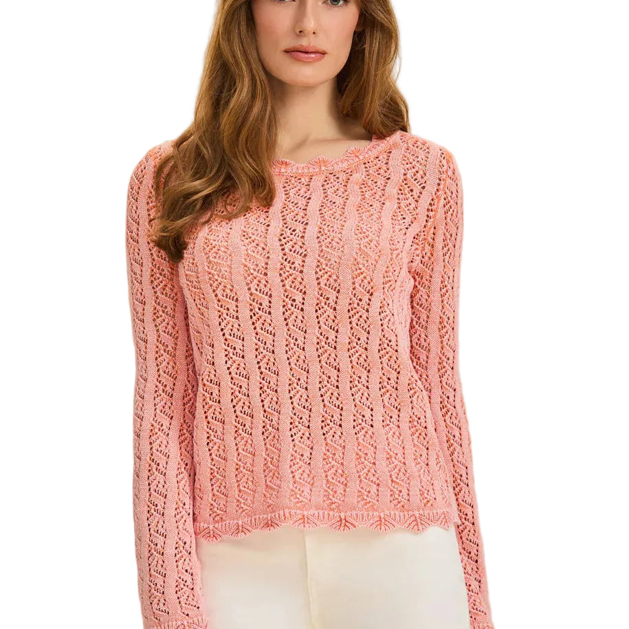 Long Sleeve Garment Dye Sweater cantaloupe ella where she shops