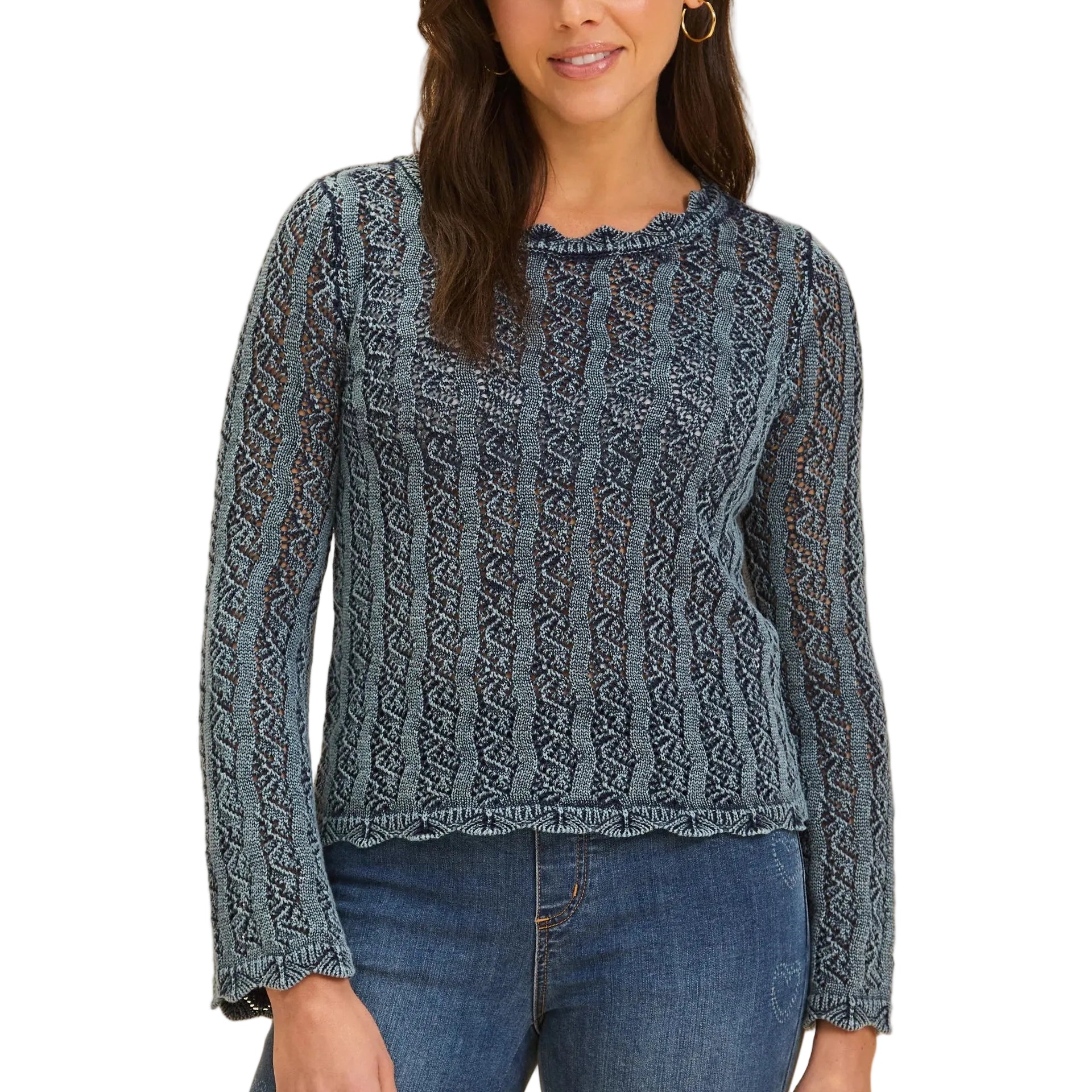 Long Sleeve Garment Dye Sweater indigo ella where she shops