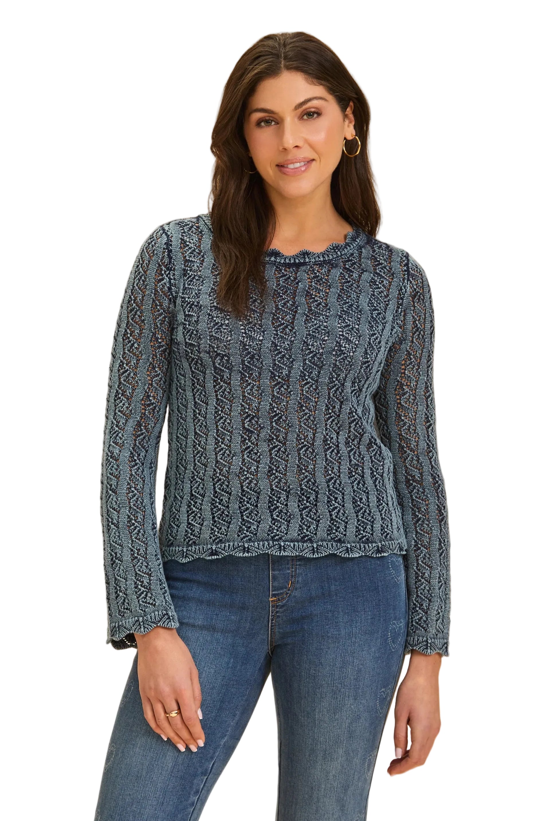 Long Sleeve Garment Dye Sweater indigo ella where she shops
