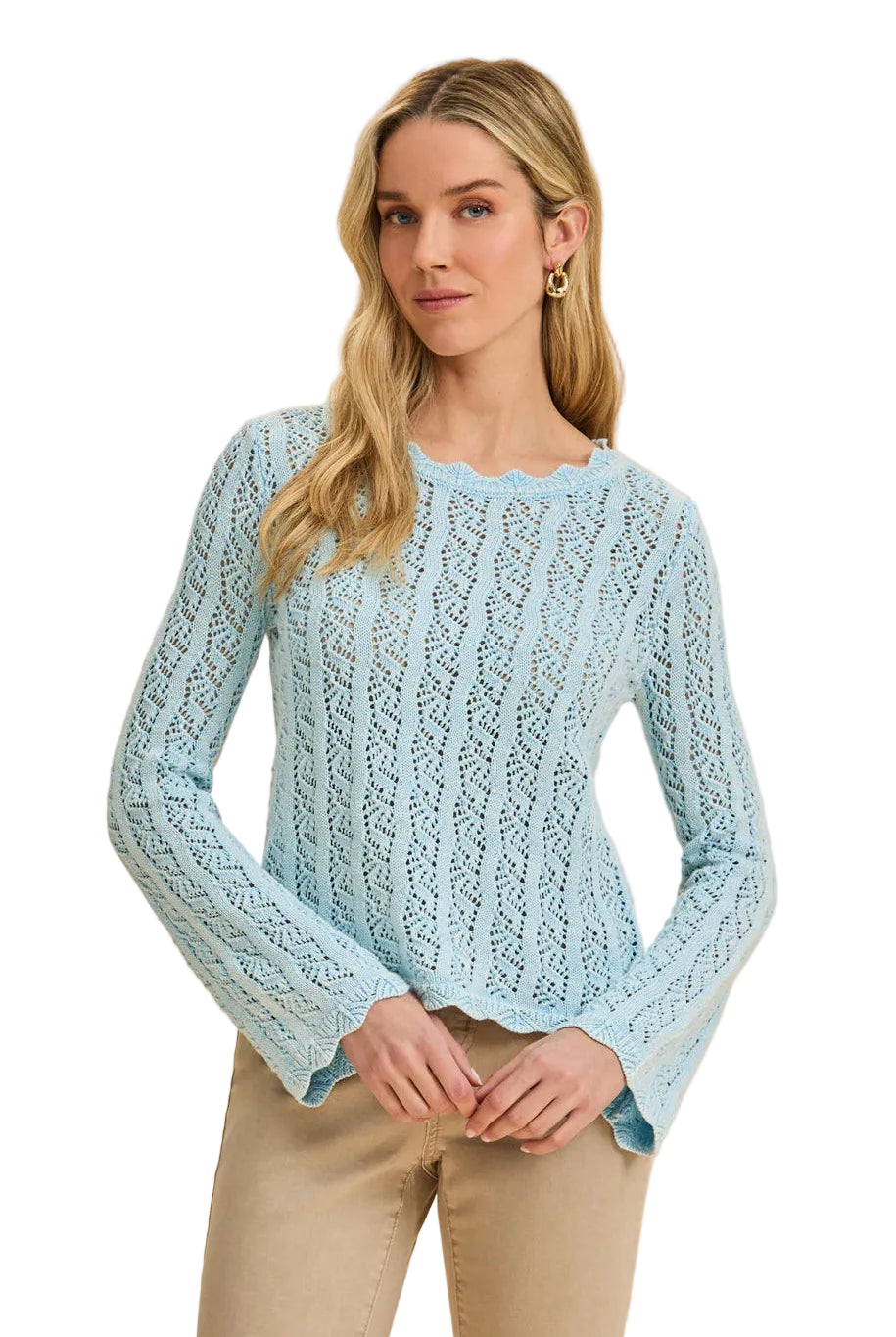 Long Sleeve Garment Dye Sweater pacfic blue ella where she shops