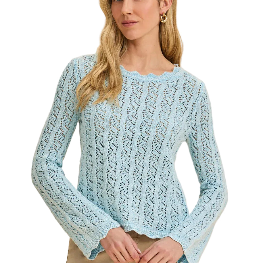 Long Sleeve Garment Dye Sweater pacfic blue ella where she shops