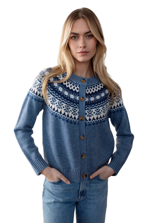 Louise Fair Isle Cardigan - Front - Ella Where She Shops