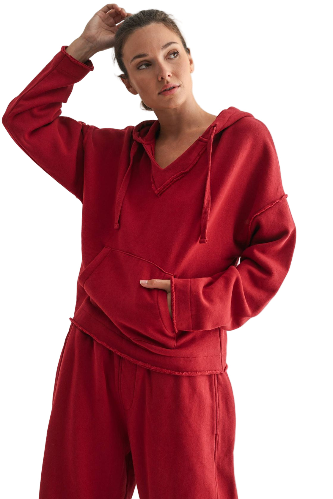 Malibu Air Cotton Hoodie – Red Front – Ella Where She Shops