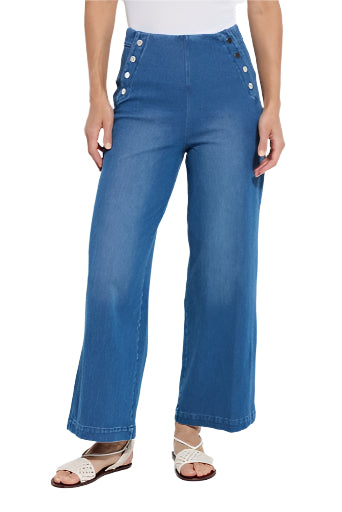 Mallory Sailor Hi Waist Wide Leg Denim – Front – Ella Where She Shops