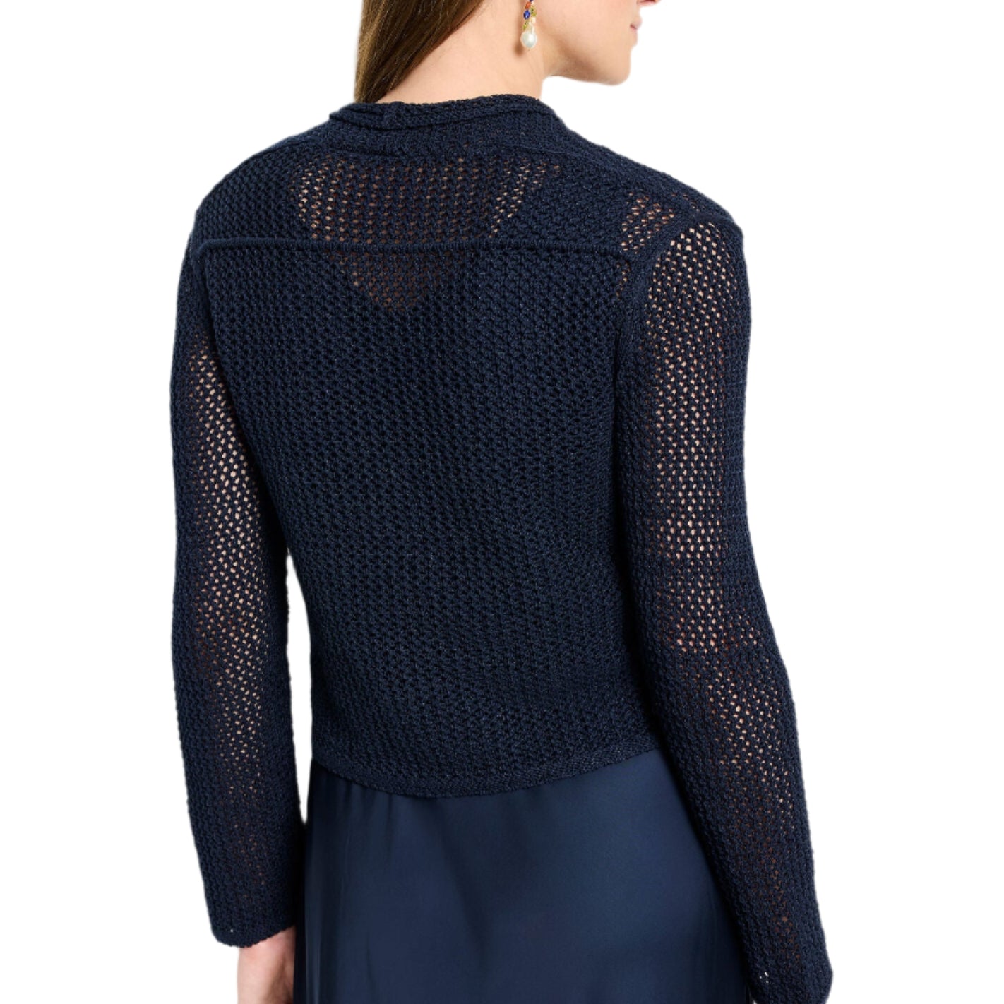 Mesh Cocoon Cardigan - Dark Indigo Back - Ella Where She Shops