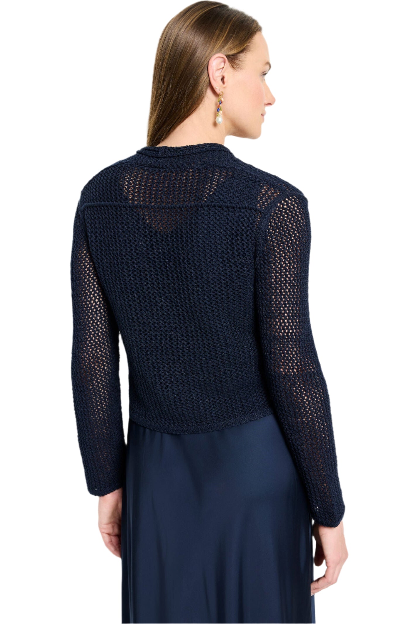 Mesh Cocoon Cardigan - Dark Indigo Back - Ella Where She Shops