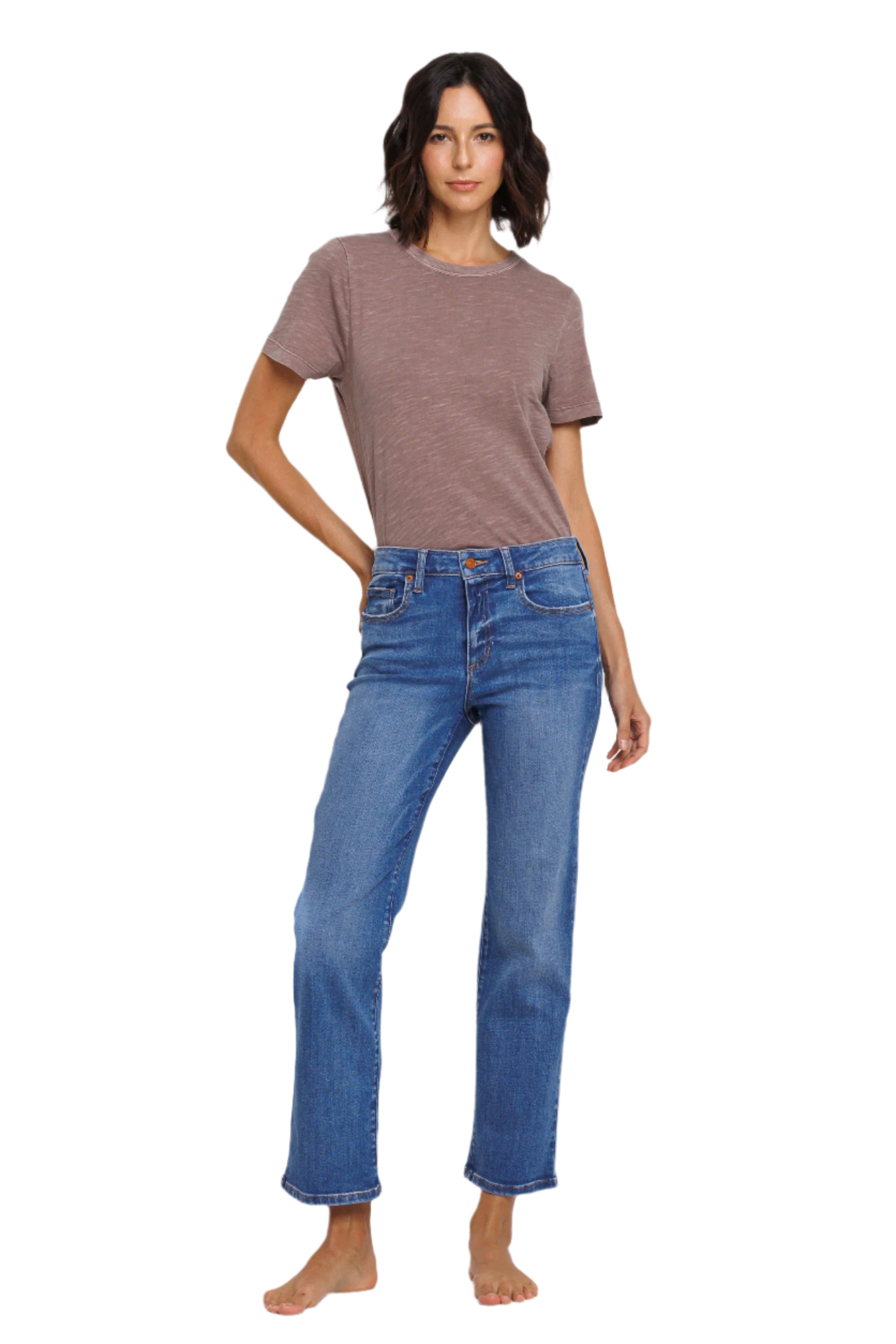 Mid Rise Slim Fit Jeans – Front – Ella Where She Shops