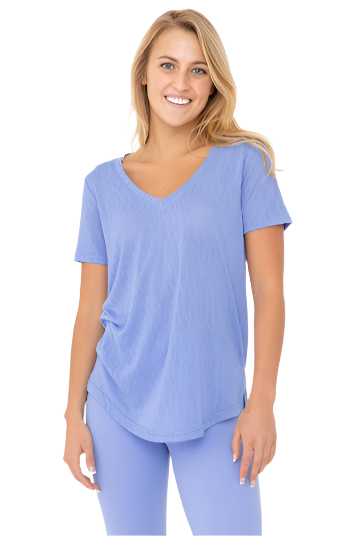 Modal Blend Classic V-Neck Tee - Blue - Front - Ella Where She Shops