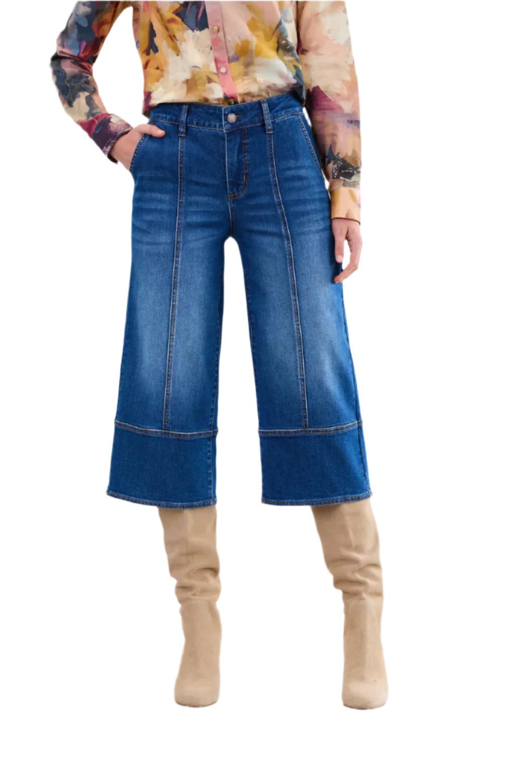 Olivia Wide Gaucho Jean – Front – Ella Where She Shops