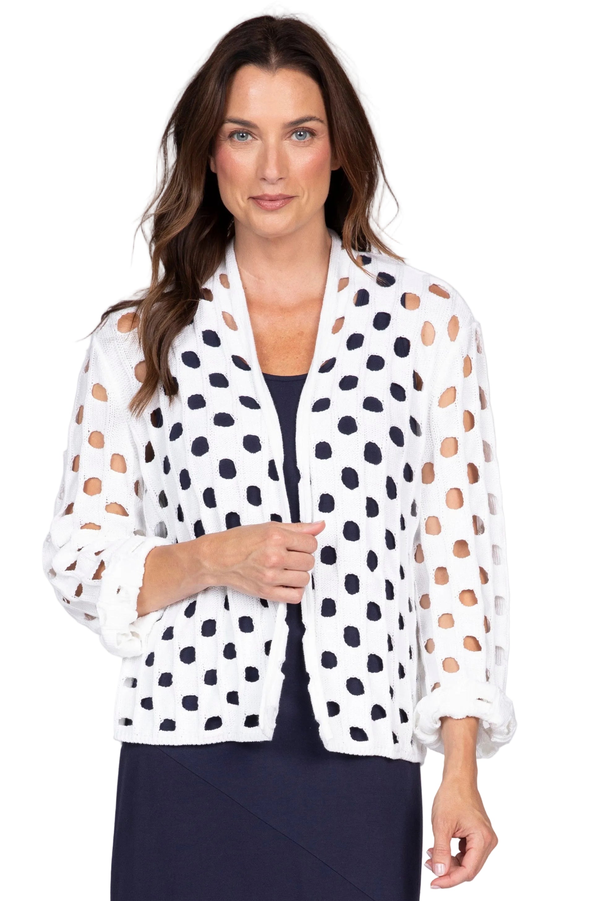 Open Weave Cotton Cardigan white ella where she shops