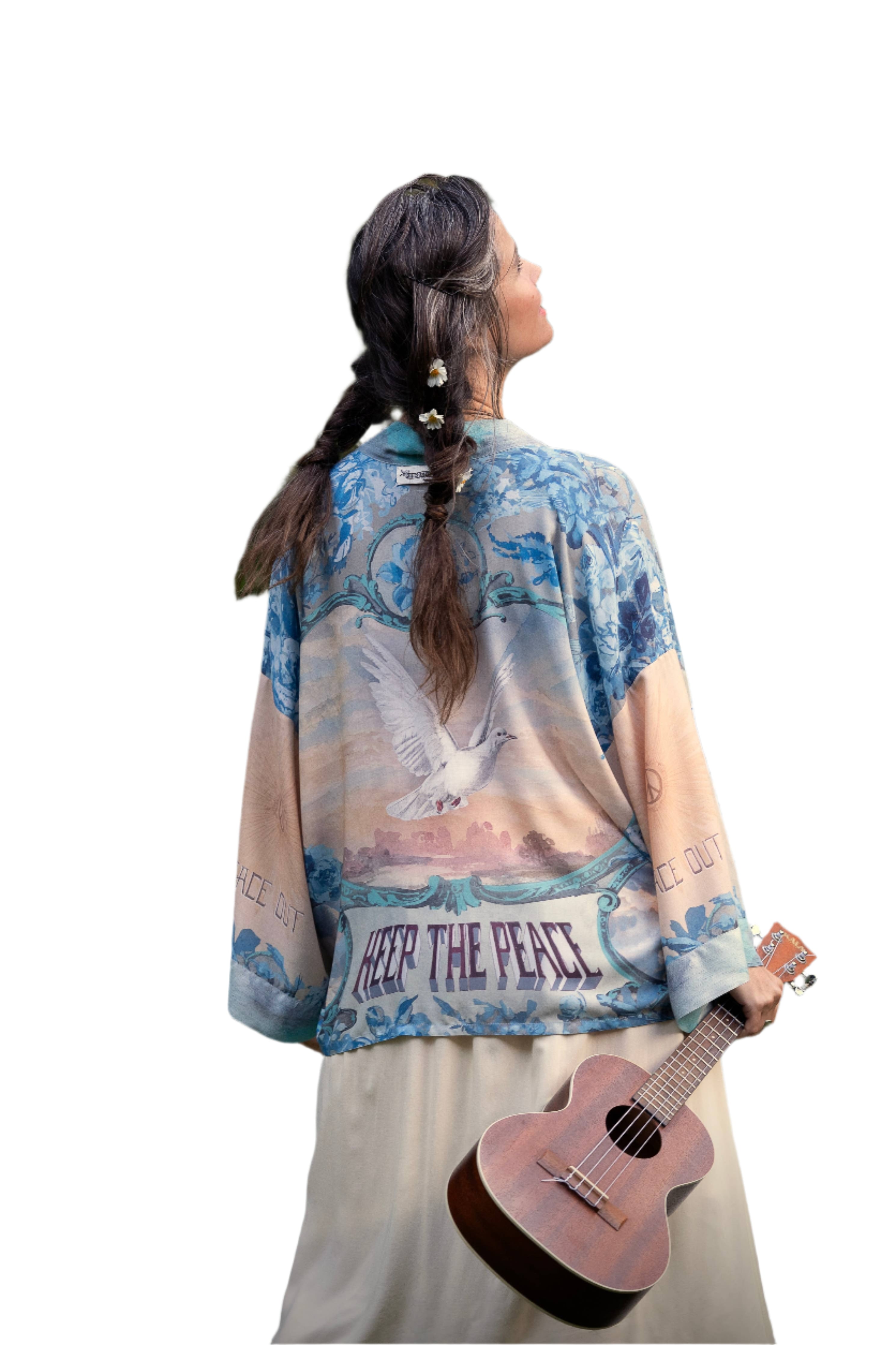 Peace Out Cropped Kimono Pixie Duster – Back – Ella Where She Shops