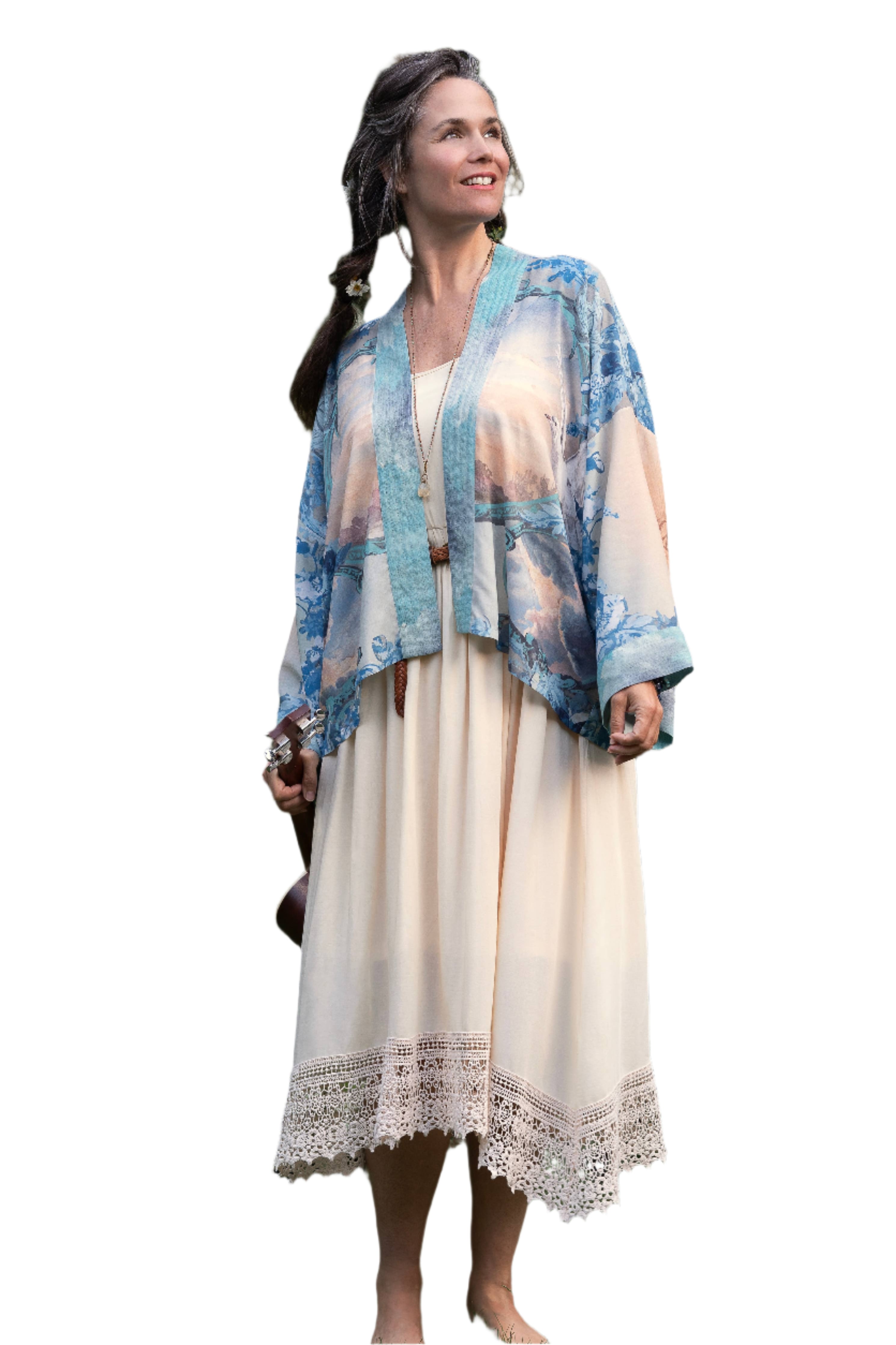 Peace Out Cropped Kimono Pixie Duster – Front – Ella Where She Shops