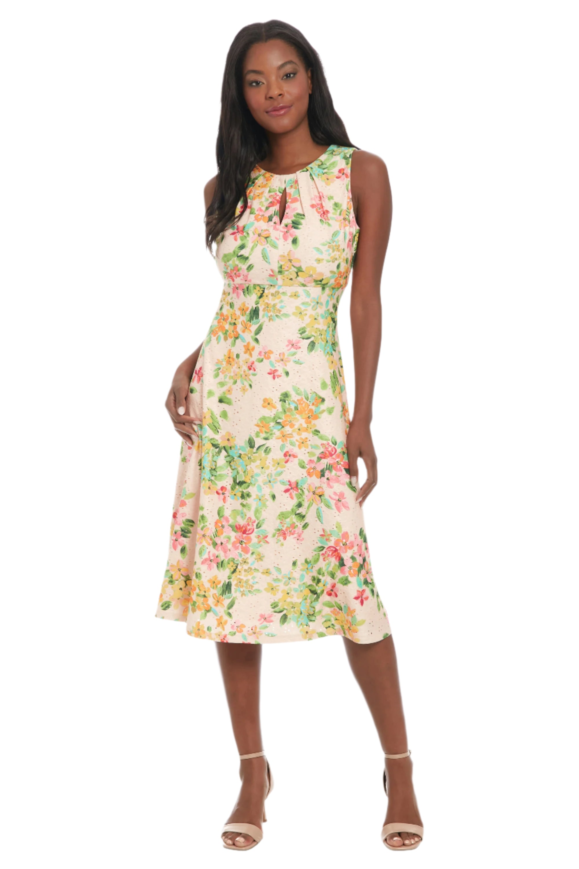 Peach Fuzz Coral Dress – Front – Ella Where She Shops