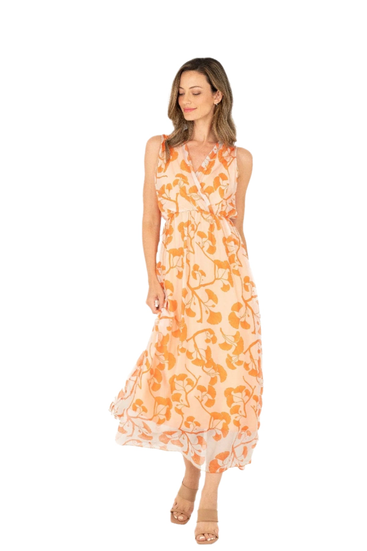Peach Gingko Dress – Front – Ella Where She Shops