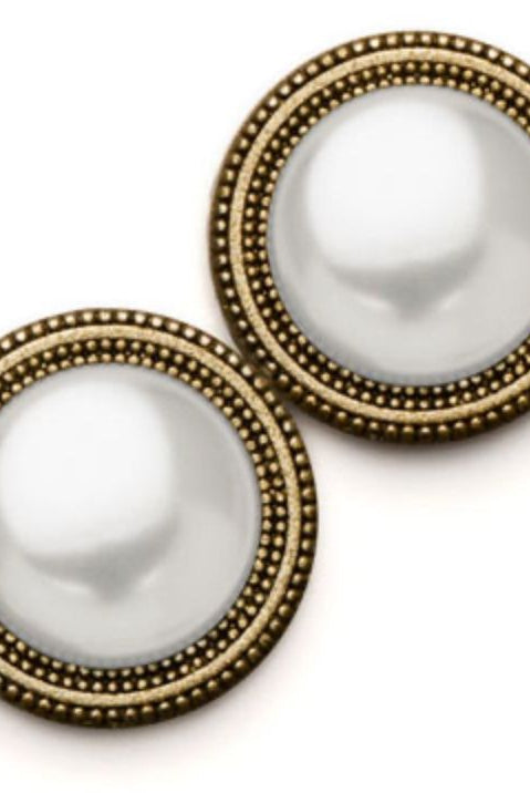 Pearl High Dome Gold White Magnet Button Pin Set - Ella Where She Shops