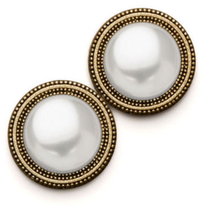 Pearl High Dome Gold White Magnet Button Pin Set - Ella Where She Shops