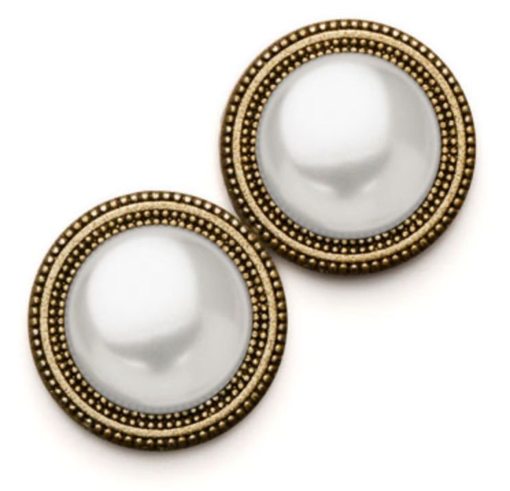 Pearl High Dome Gold White Magnet Button Pin Set - Ella Where She Shops