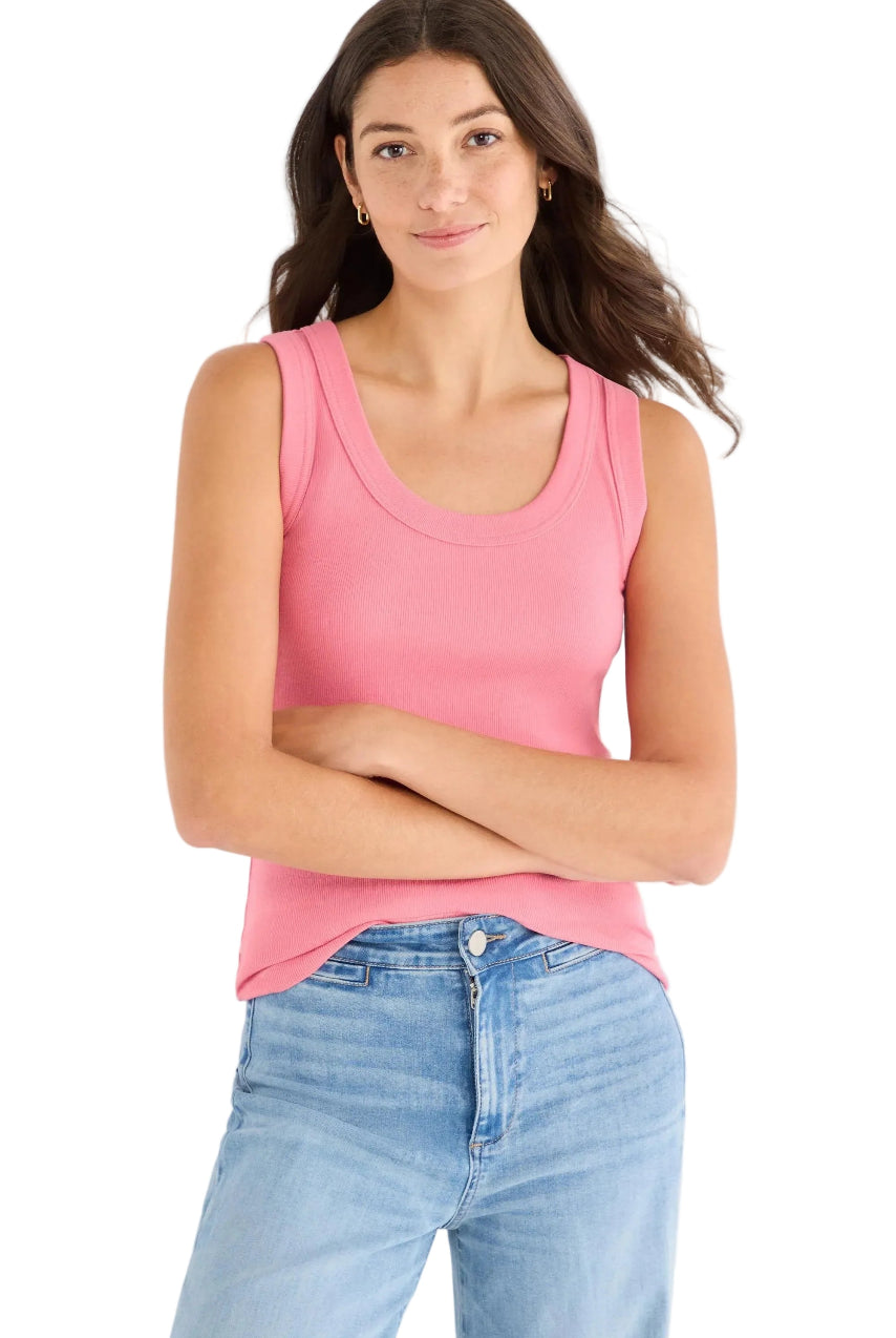 Perfect Knit Rib Scoop Tank Rasberry ella where she shops