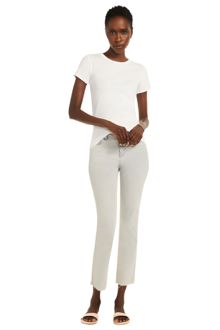 Perfect Knit Rib Short Sleeve Crew Tee - Paper White - Ella Where She Shops