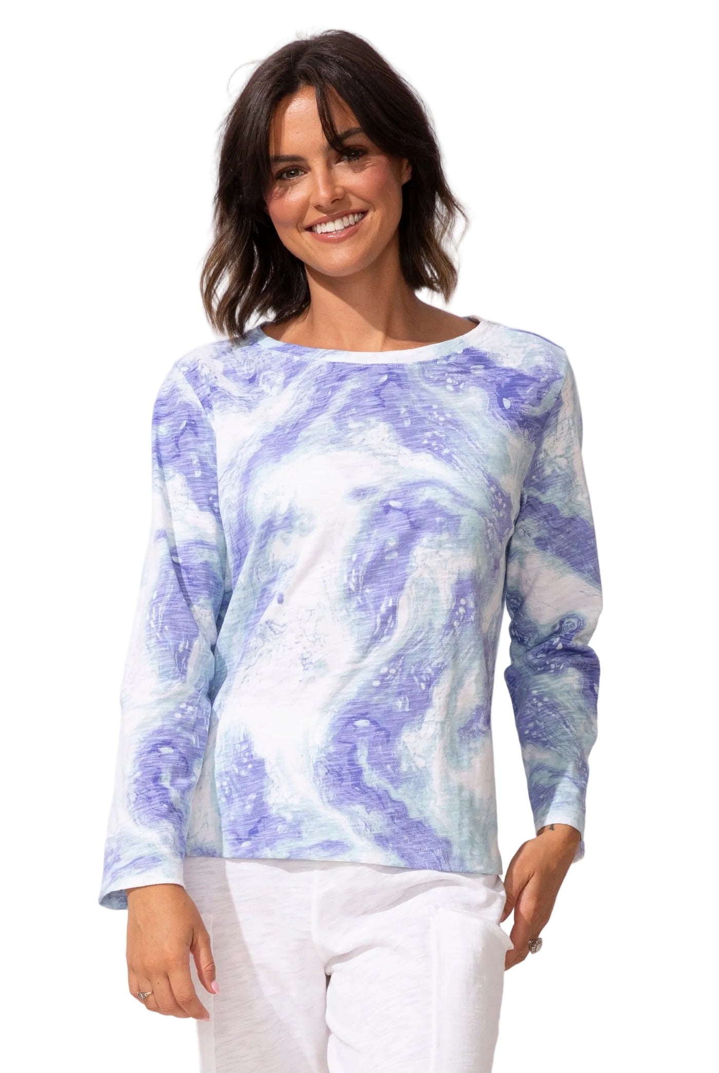 Peruvian Cotton Ocean Marble Hi-Lo Tee ella where she shops