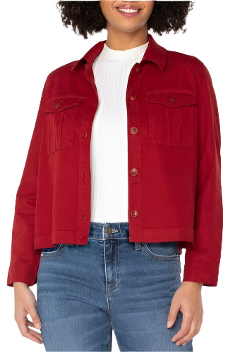 Pleat Back Crop Jacket – Front – Ella Where She Shops