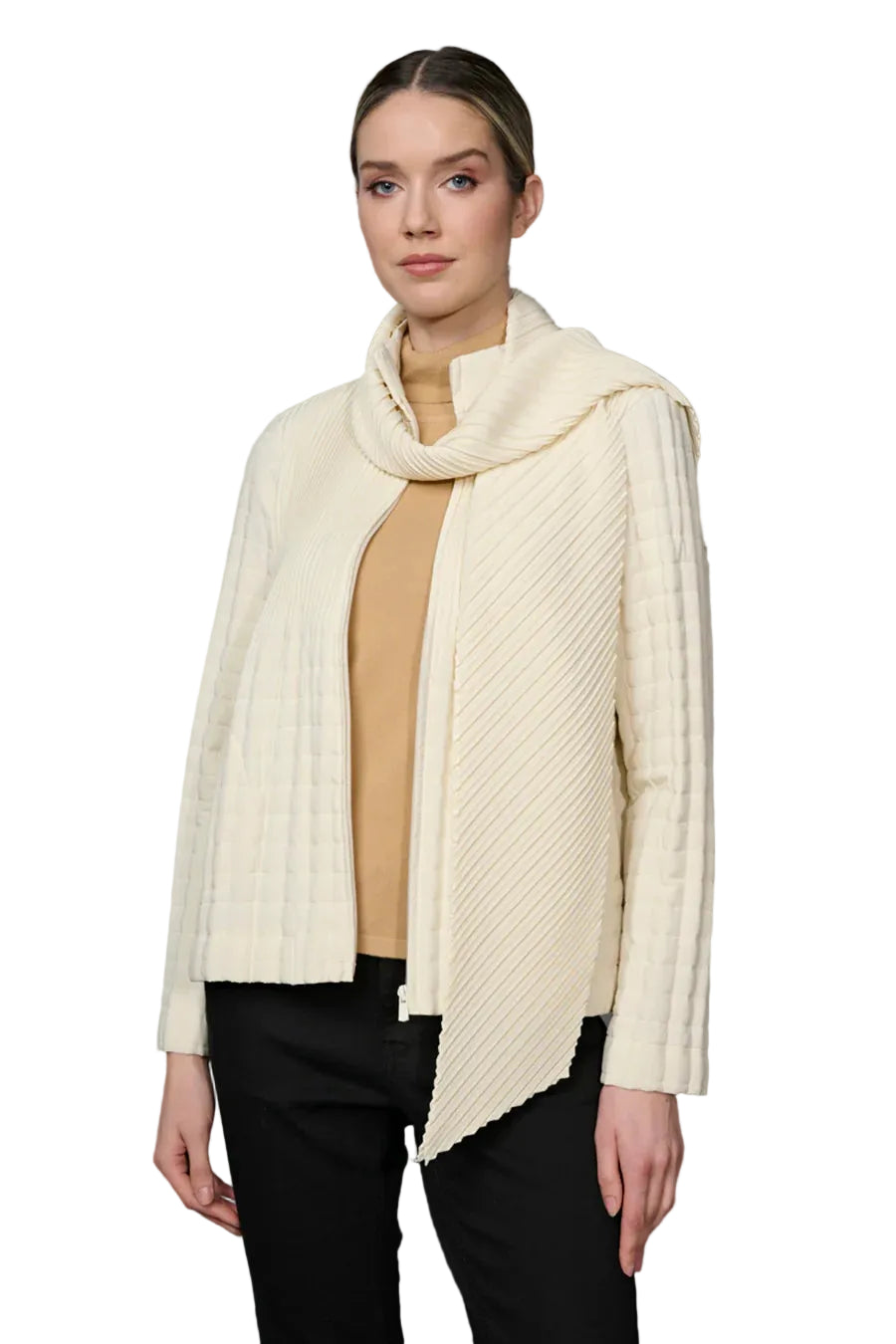 Pleated Jacket with Scarf Sesame Ella Where She Shops
