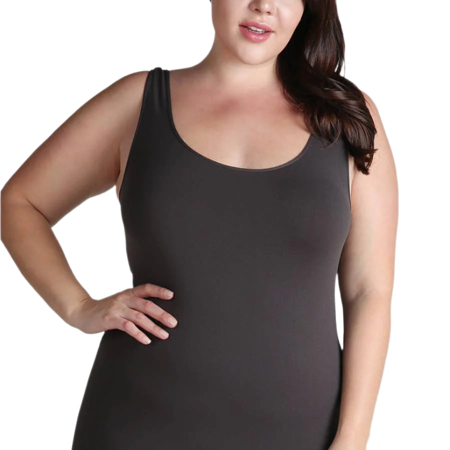 Plus Size Tank Top Jersey – Charcoal – Ella Where She Shops