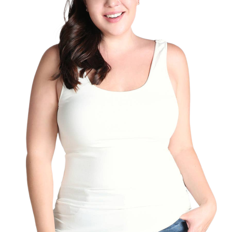 Plus Size Tank Top Jersey – Ivory – Ella Where She Shops