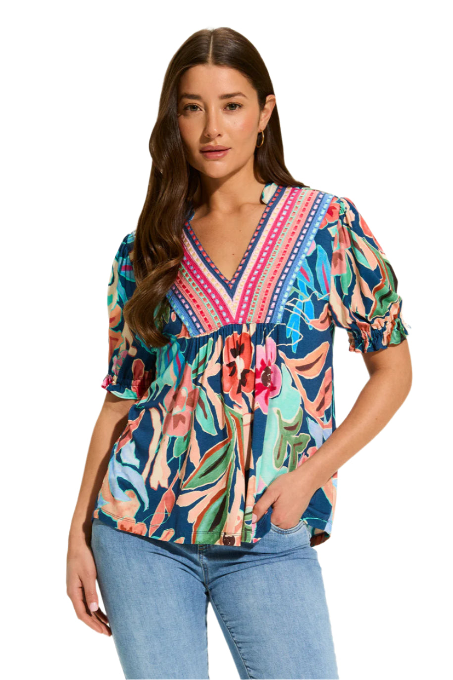 Pop Camo Floral Top – Front – Ella Where She Shops