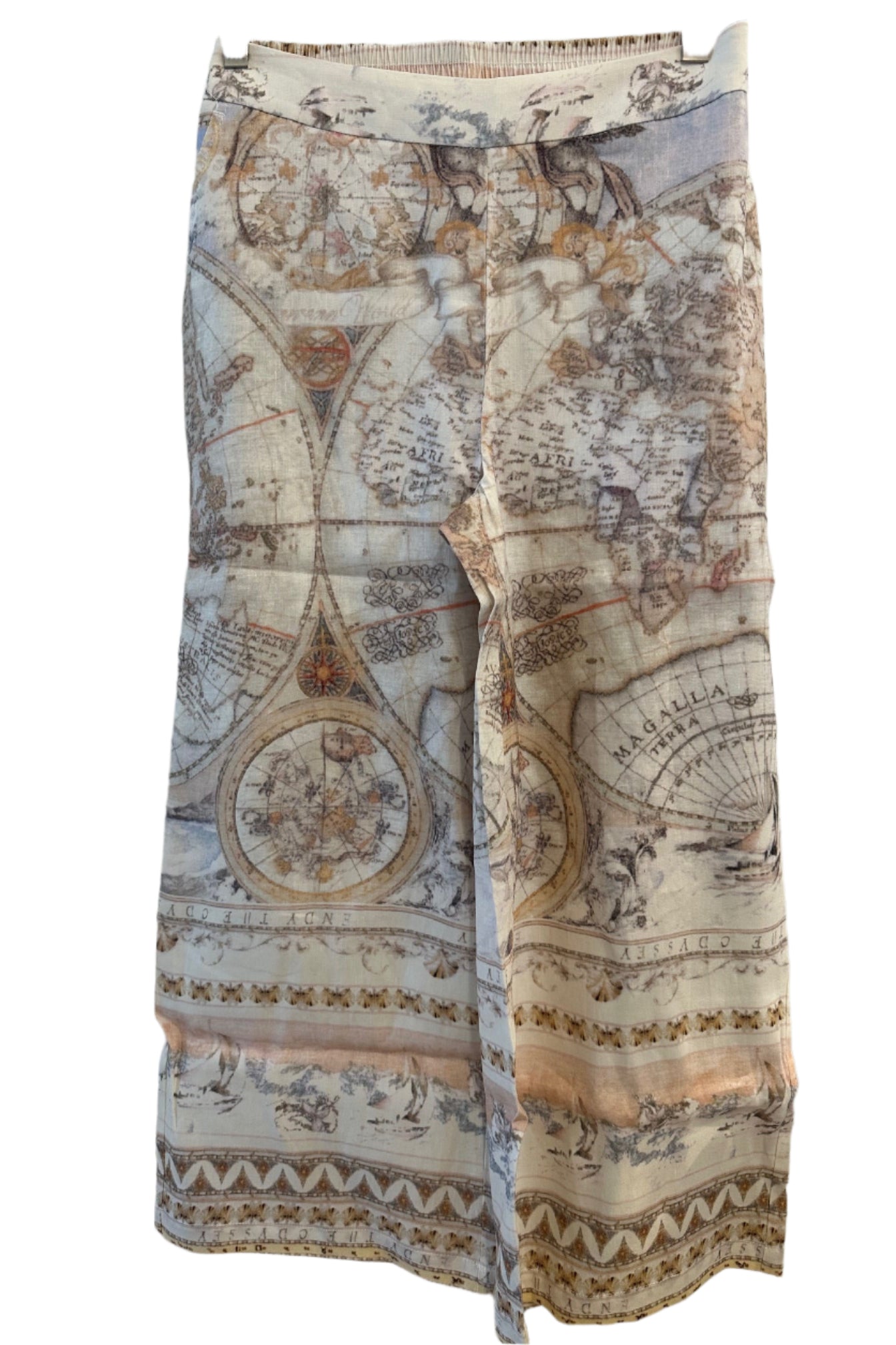 Printed Linen Blend Cropped Pull-On Pants - Atlas - On Hanger - Ella Where She Shops