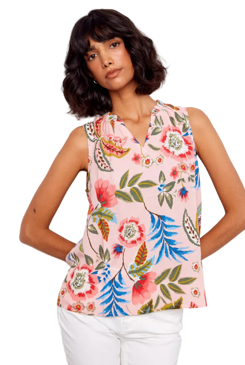 Printed_Sleeveless_Blouse_With_Ruffle_ella_where_she_shops