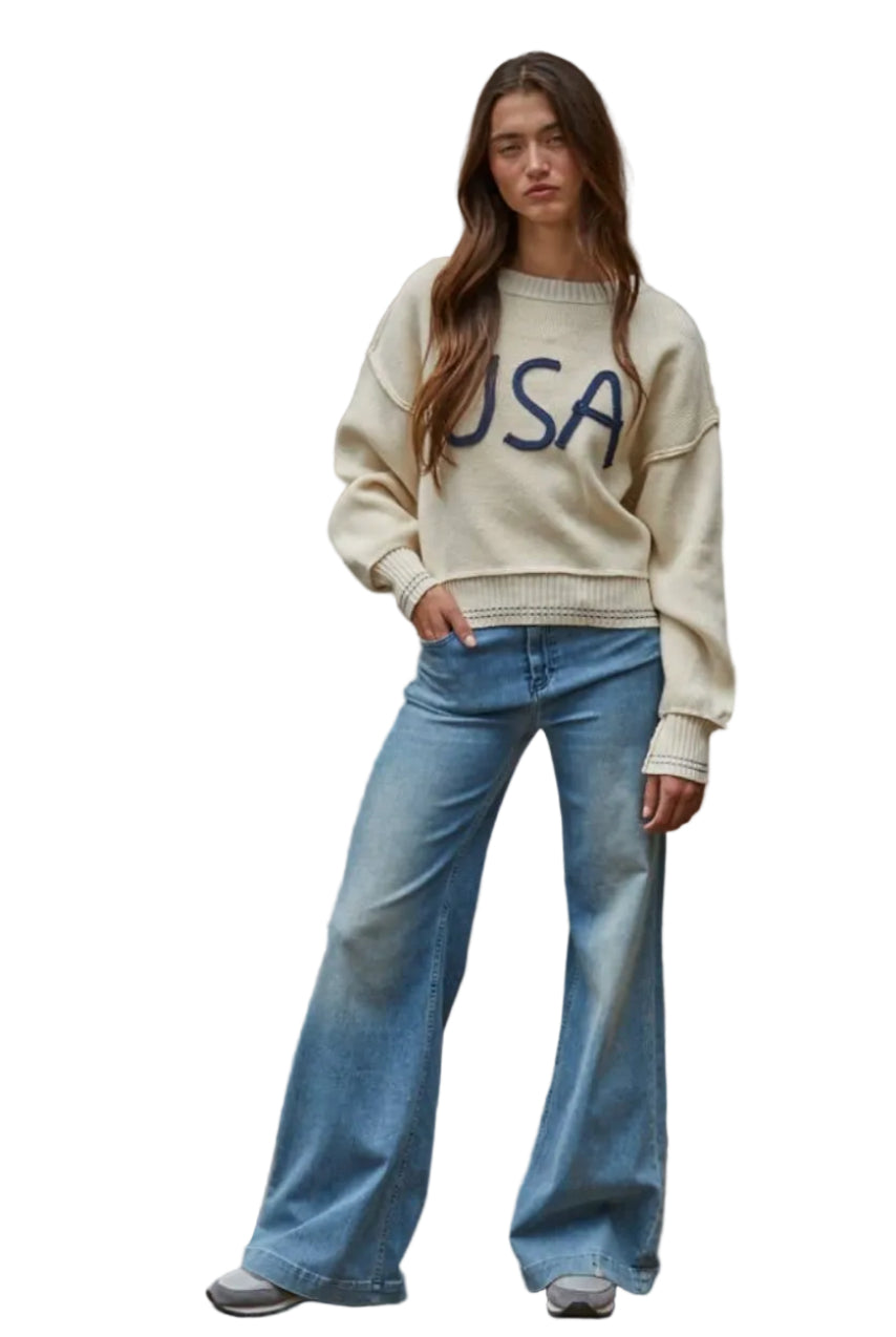 Pullover Sweater Embroidery USA Ella Where She Shops