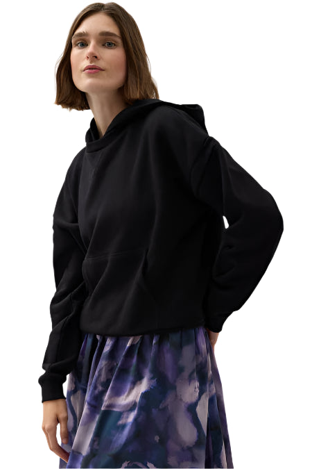 Recycled Fleece Hoodie – Black Front – Ella Where She Shops