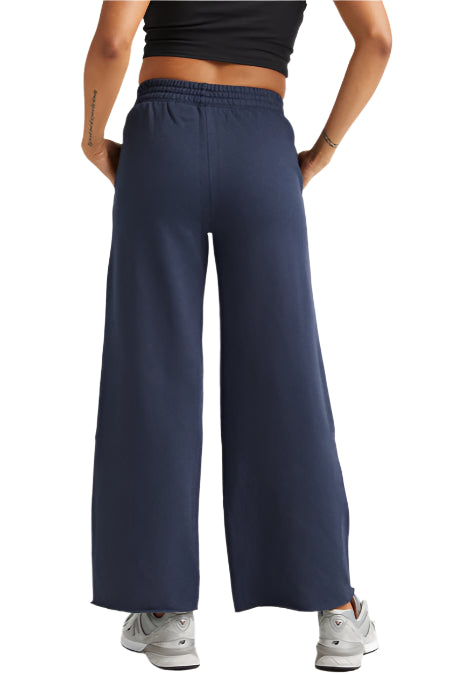Recycled Fleece Wide Leg Pant in Navy – Back – Ella Where She Shops