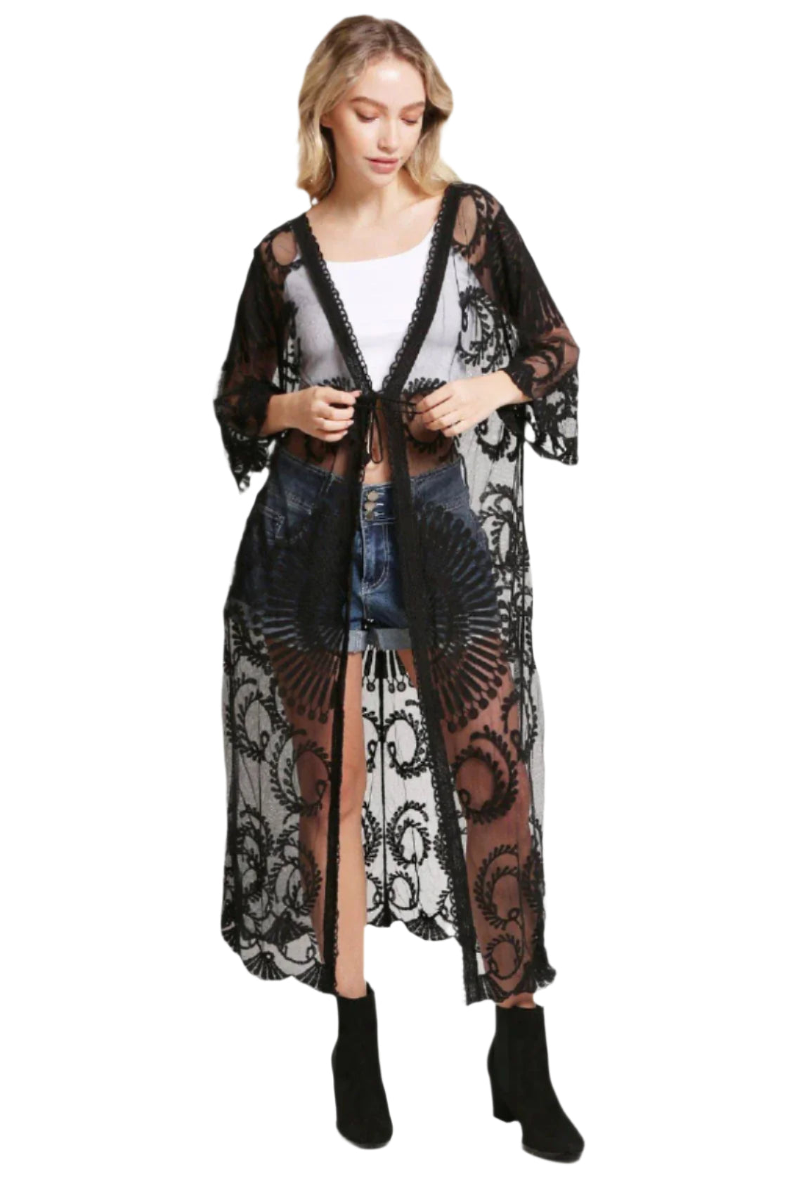 Roxanne Tie Knot Lace Cover Up – Front – Ella Where She Shops