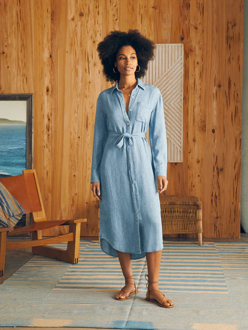 Chambray Midi Shirt Dress Ella Where She Shops