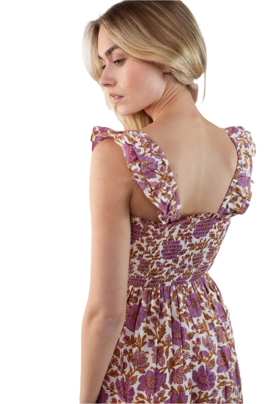 Sasco Dress – Lilac Orsay Floral – Back – Ella Where She Shops