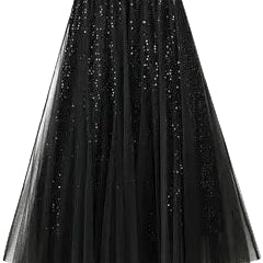 Sequin Tulle skirt with flowing drape black ella where she shops