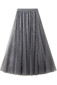 Sequin Tulle skirt with flowing drape gray ella where she shops
