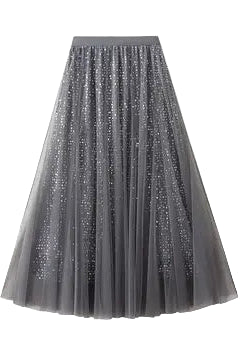 Sequin Tulle skirt with flowing drape gray ella where she shops